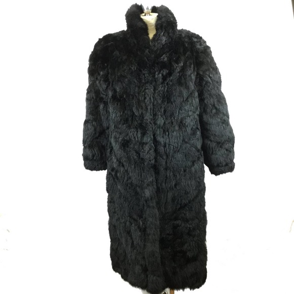 1970s-80s Full Length Black Rabbit Fur Coat - Picture 1 of 2
